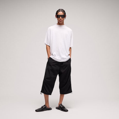 Lightweight silk jersey T-shirt with embroidery - white