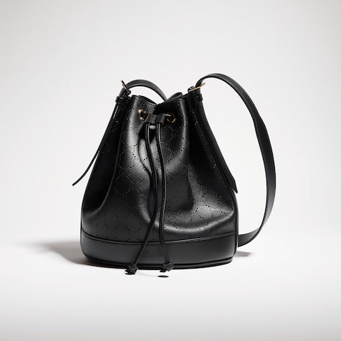Gucci Venice small bucket bag - black GG leather