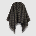 GG cashmere lamé cape - black and grey