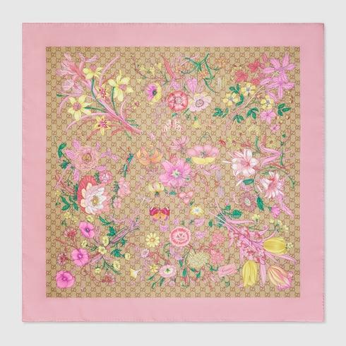 Printed GG silk twill carré - multicolor