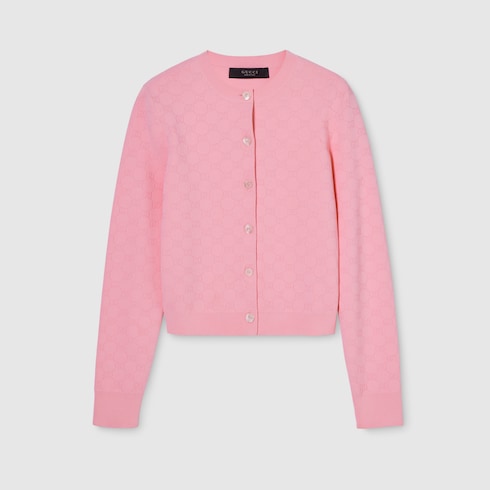 GG fine fabric jacquard cardigan - light pink