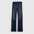 Cotton denim pants with Web - blue