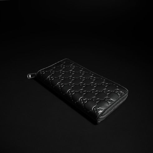 GG Emblem zip around wallet - black GG leather