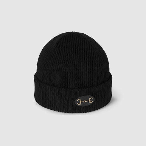 Wool hat with Horsebit - black