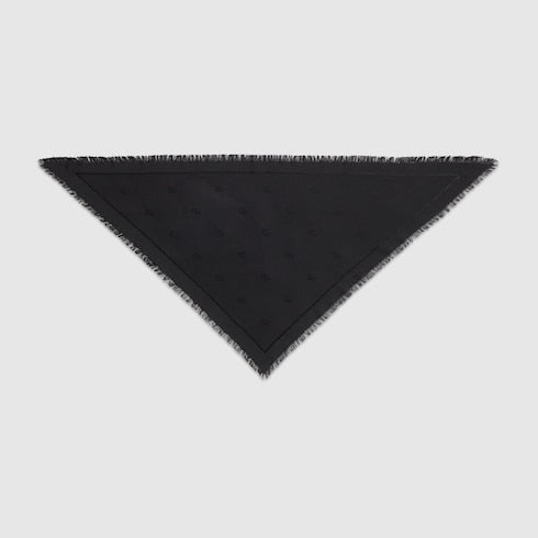 Double G silk wool shawl - black