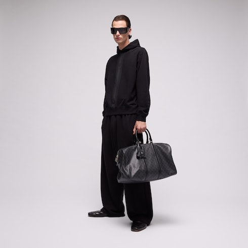 Cotton hooded sweatshirt with muted Web - black