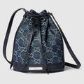 Mini bucket bag with Gucci plaque - dark blue GG denim