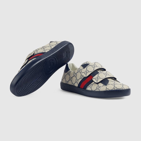 Teen Ace sneaker - blue and grey GG Supreme