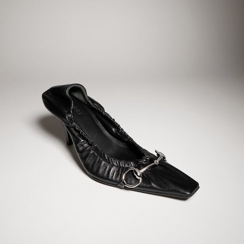 Women's Vittoria pump with elastic - black soft nappa leather