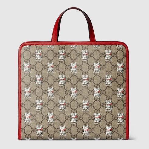 Children's printed GG tote bag - beige Supreme