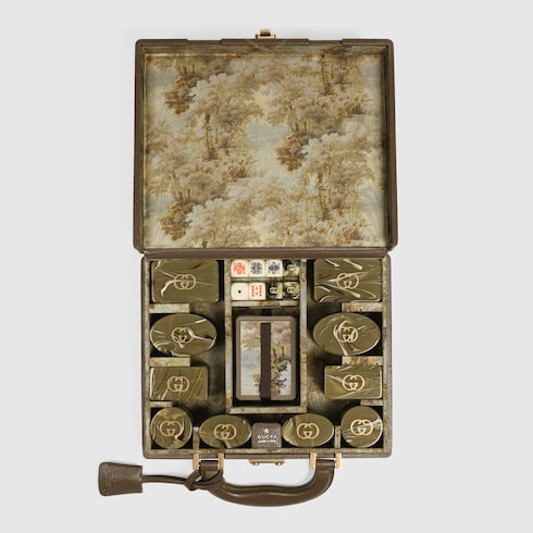 Decorative Poker set with Web and Double G - beige and ebony GG Supreme