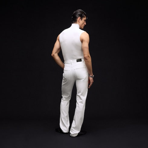 Seamless stretch nylon jersey tank top - white