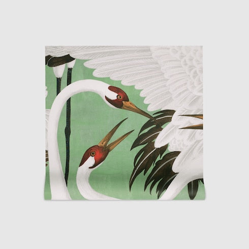 Heron print wallpaper - Green