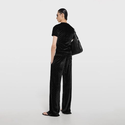 GG stretch velvet devoré T-shirt - black