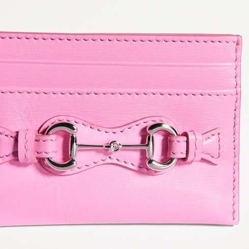 Card case with Horsebit - bright pink leather