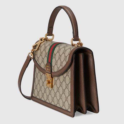 Ophidia medium top handle bag - beige and ebony GG Supreme
