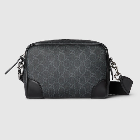 GG Emblem small crossbody bag - black fabric
