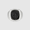 Gucci crest signet ring - palladium-toned brass