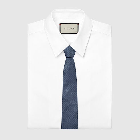 GG silk jacquard tie - blue