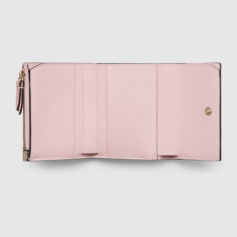 Bi-color GG Marmont mini wallet - pink leather
