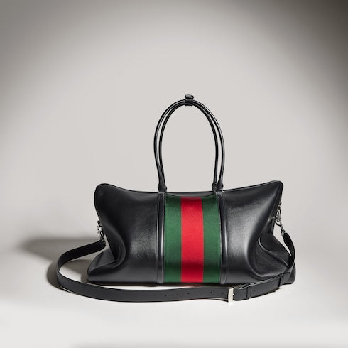 Mega Web Trademark large duffle bag - black leather
