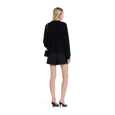 Wool cashmere cardigan with Horsebit - black