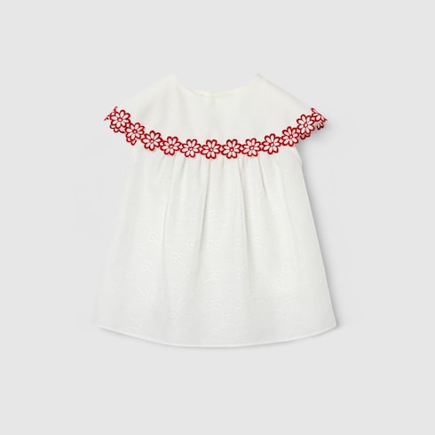 Baby GG cotton jacquard dress - white