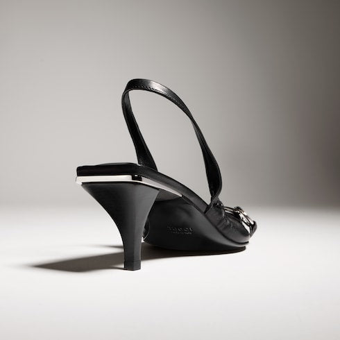 Women's Vittoria slingback pump with elastic - black soft nappa leather