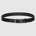 Reversible belt with rounded buckle - black GG leather and leather