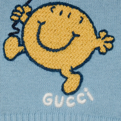 Baby cotton sweater with embroidery - light blue