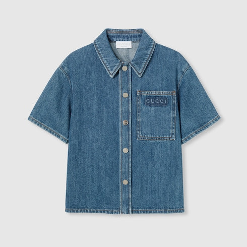 Children's lasered denim shirt - blue