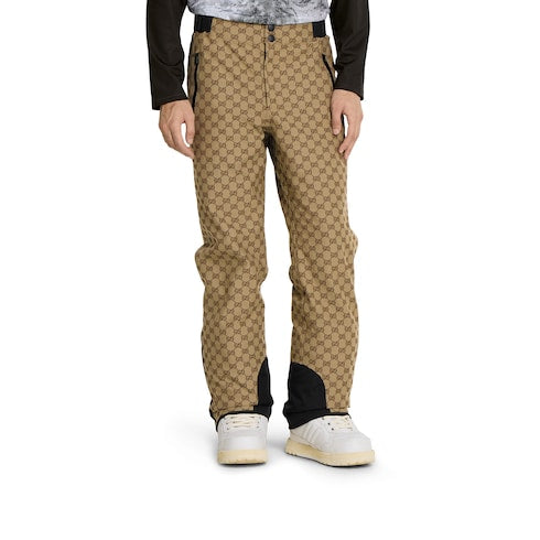 GG technical fabric jacquard pants - beige and dark brown