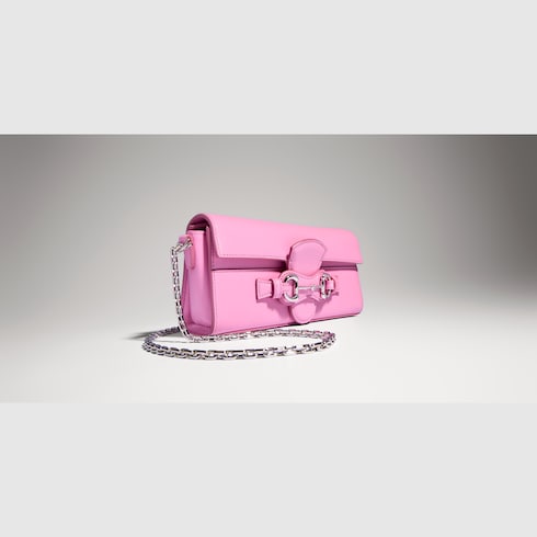 Wallet on chain with Horsebit - bright pink leather
