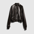 Soft nappa leather bomber jacket - dark brown