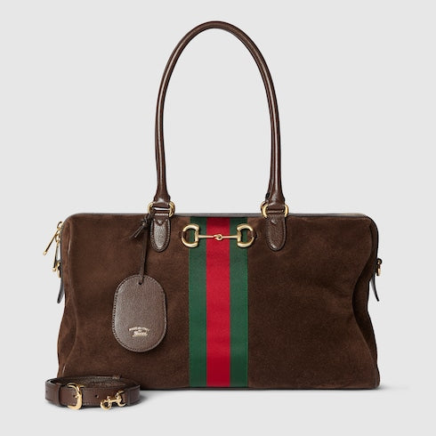 Borsetto large boston bag - dark brown suede