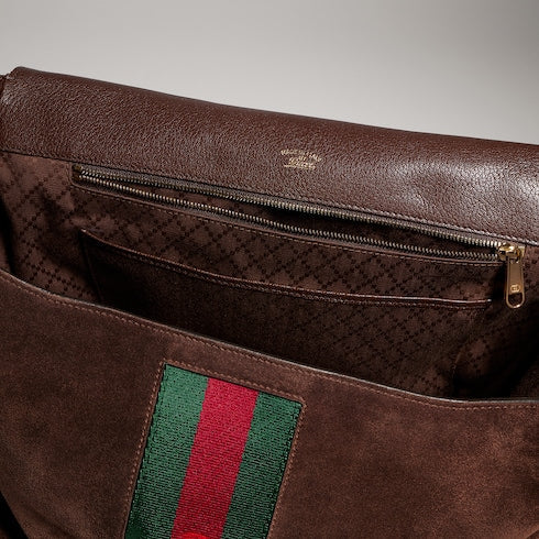 Paparazzo large top handle bag - dark brown suede