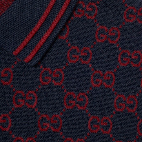 Children's GG cotton polo shirt - blue and red