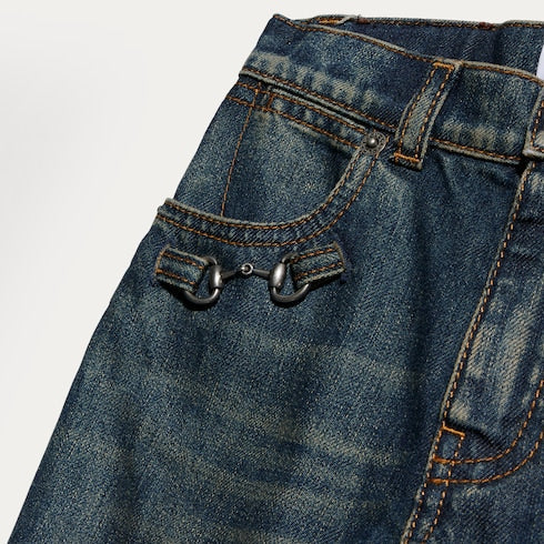 Children's denim pants with Horsebit - blue