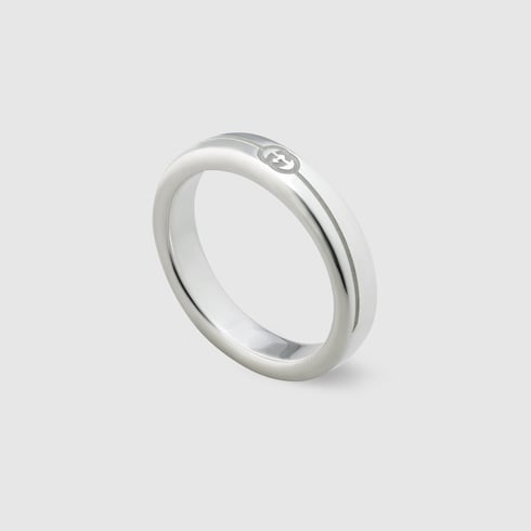 Diagonal Interlocking G thin ring - 925 sterling silver