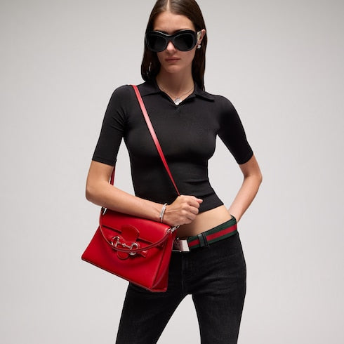 Horsebit Duomo medium top handle bag - red leather
