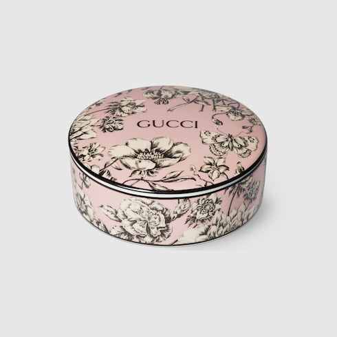 Gucci Flora Sketch print round box - pink and ivory porcelain