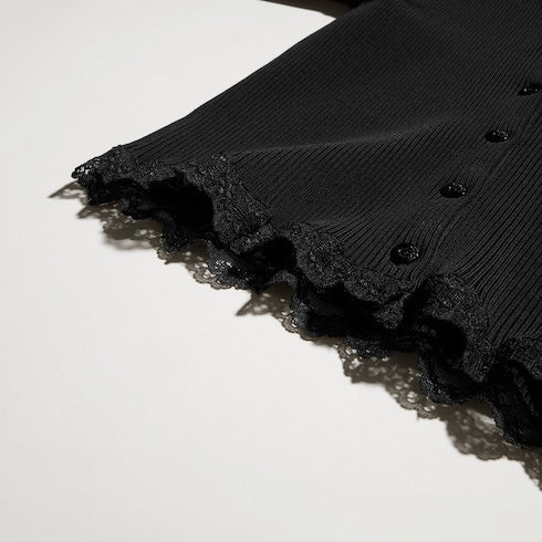 Fine matte viscose rib cardigan - black