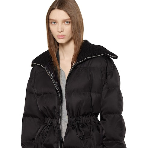 Gabardine fine nylon jacket with logo - black