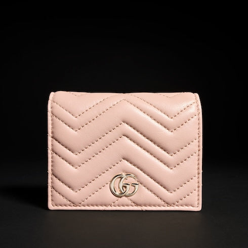 GG Marmont card case wallet - pink beige leather