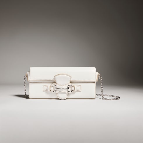 Wallet on chain with Horsebit - white leather