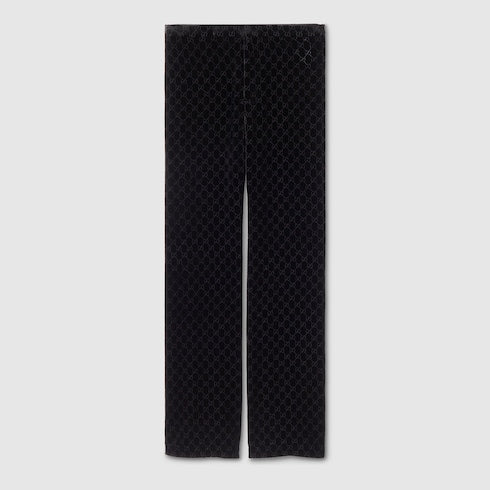 GG stretch velvet devoré pants - black