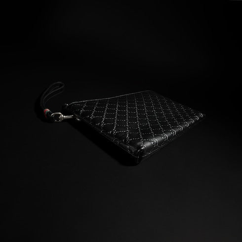 GG Emblem medium pouch - black GG leather