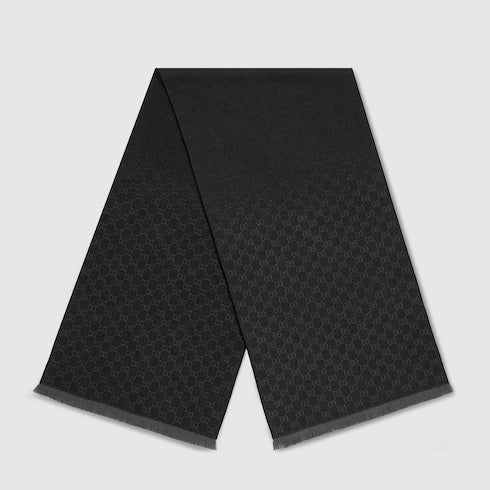 GG wool scarf - black and light grey