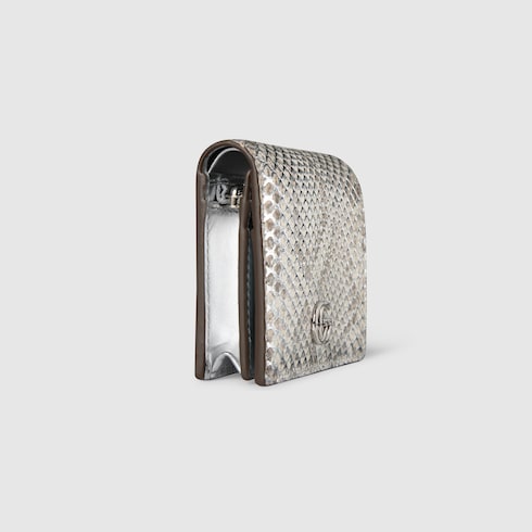 GG Marmont python small wallet - metallic silver