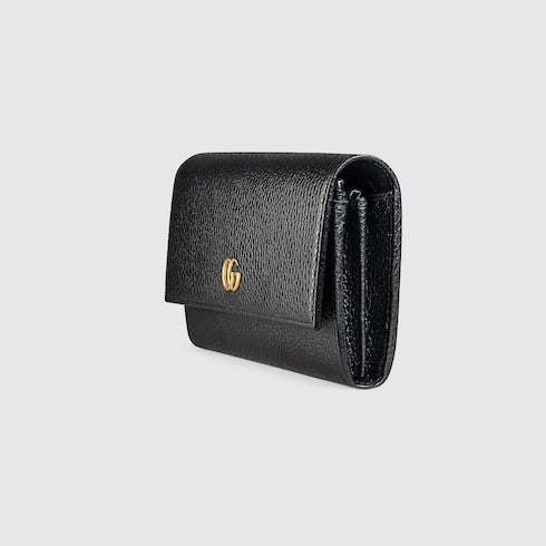 Black Textured Leather GG Marmont Continental Wallet - Black Textured Leather